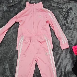 Adidas Light Pink Tracksuit with White Accents